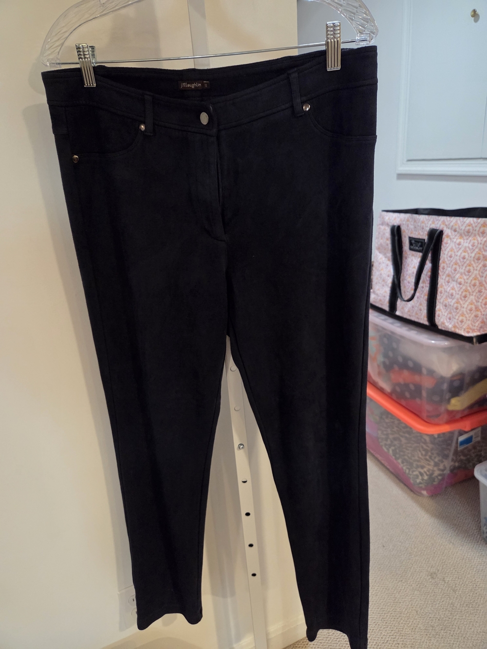 J. McLaughlin Navy Blue Suede Skinny Jeans